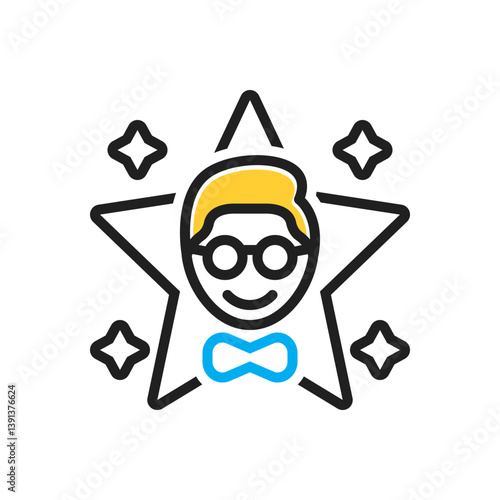 Multi color icon for famous
