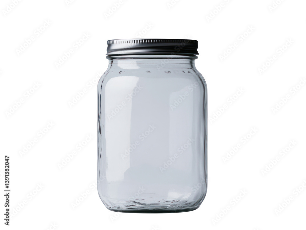 Clear glass jar cutout background kitchen product photography minimalist studio modern aesthetic Clear glass jar cutout background kitchen product photography minimalist studio modern aesthetic