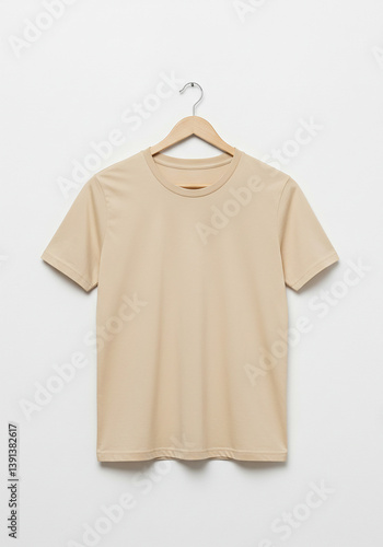beige t shirt at white background