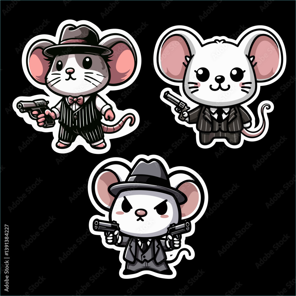 Naklejka premium vector of mouse corruption money line drawing 