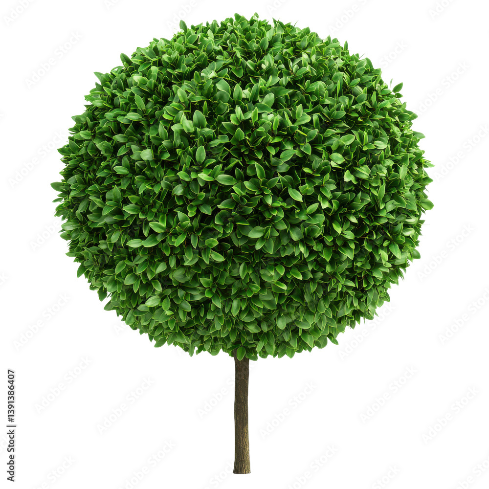 Fototapeta premium Round topiary tree on a transparent background