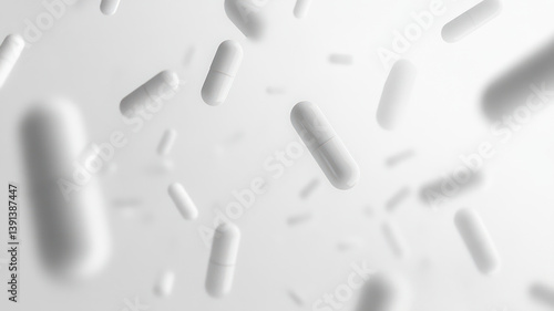 Falling White Capsules By Generated AI