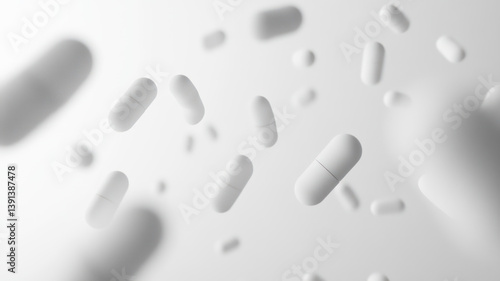 Falling White Capsules By Generated AI