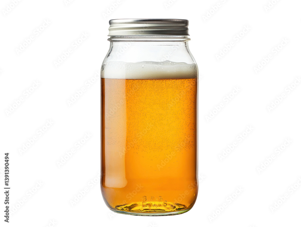 Refreshing beverage in a jar cutout background home setting studio lighting capturing beverage essence Refreshing beverage in a jar cutout background home setting studio lighting capturing beverage essence