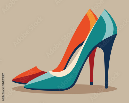 Colorful High Heels Illustration. Fashion Design