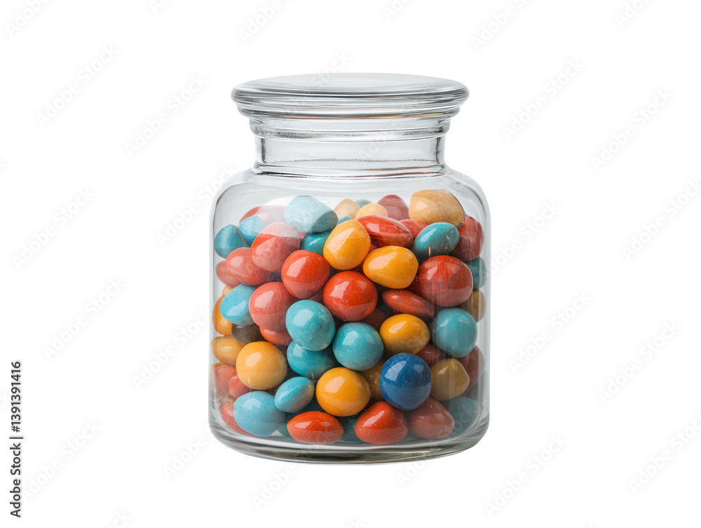 Colorful candy jar vibrant display cutout background studio setting close-up view sweet treats concept Colorful candy jar vibrant display cutout background studio setting close-up view sweet treats concept