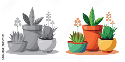 A cactus and flowers in a pot bring Terracotta Planters set nature indoors as a charming home decoration near a window