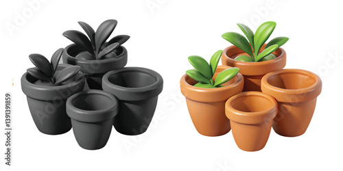 A cactus and flowers in a pot bring Terracotta Planters set nature indoors as a charming home decoration near a window