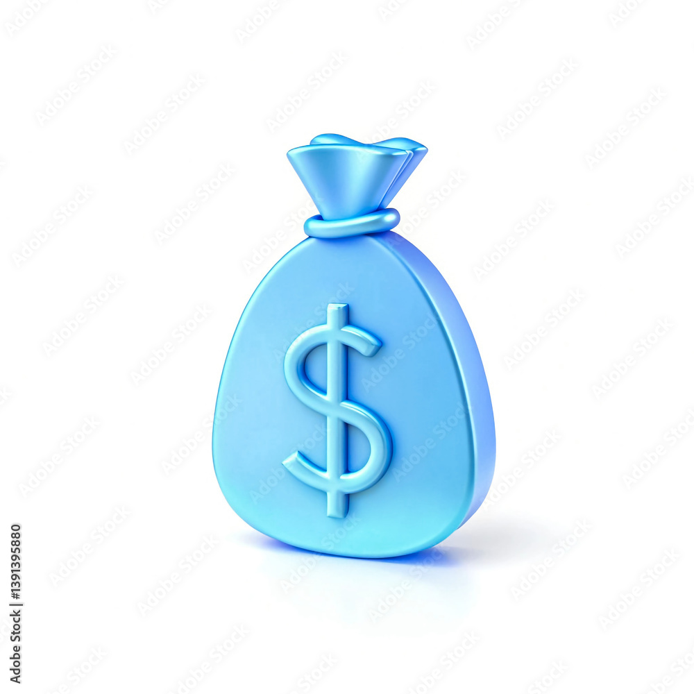 3D Render of Blue Money Bag Icon with Dollar Symbol, Representing Financial Security, Wealth, Savings, and Business Opportunities 3D Render of Blue Money Bag Icon with Dollar Symbol, Representing Financial Security, Wealth, Savings, and Business Opportunities