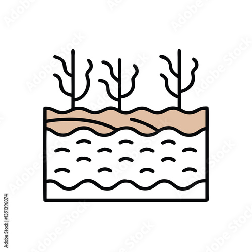 Dry Land With Shrubs Illustration Showing Drought And Water Scarcity Concepts