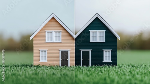 Wallpaper Mural A side-by-side image of a traditional vs sustainable home, impact of recycling on lifestyle Torontodigital.ca