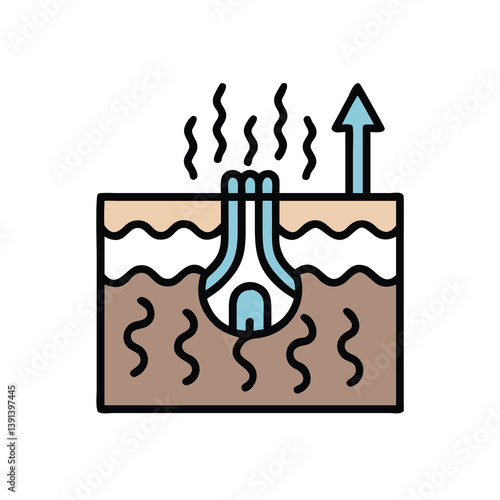 Illustration Of Skin Pore Cleansing Process With Steam And Arrow