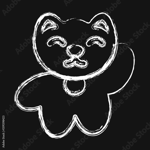 Icon maneki neko cat. Japan elements. Icons in chalk style. Good for prints, posters, logo, advertisement, infographics, etc.