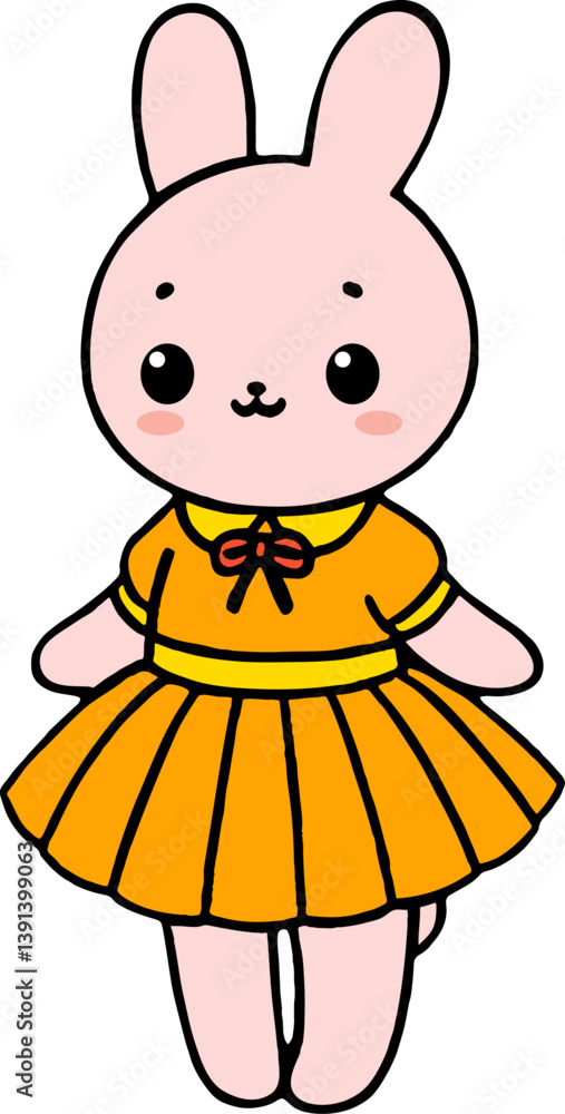 Cute cartoon bunny wearing a yellow dress Cute cartoon bunny wearing a yellow dress