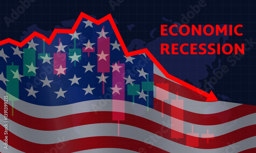usa economic recession graph down america financial  crisis concept vector illuistration 
