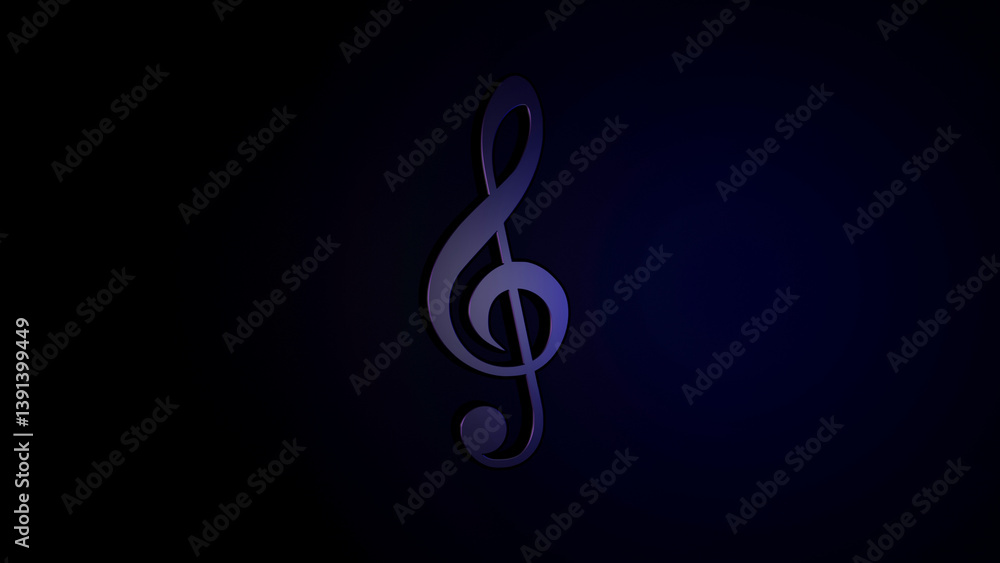 Treble Clef Symbol on Dark Blue Background Elegant Music Art Treble Clef Symbol on Dark Blue Background Elegant Music Art