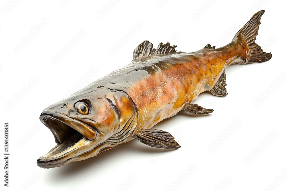 A realistic photo of Crispy-Skinned Salmon, hyper-realistic, isolated on white A realistic photo of Crispy-Skinned Salmon, hyper-realistic, isolated on white