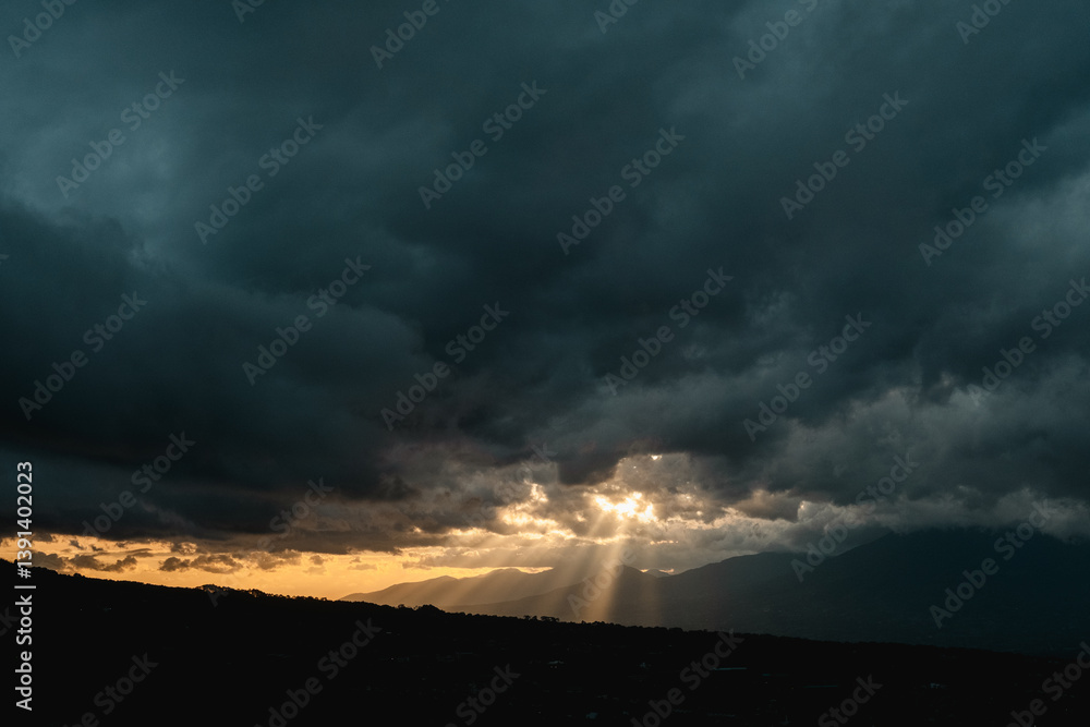 custom made wallpaper toronto digitalDark stormy sky with sun rays breaking through, perfect for dramatic backgrounds, weatherthemed designs, and expressing hope during difficult times.