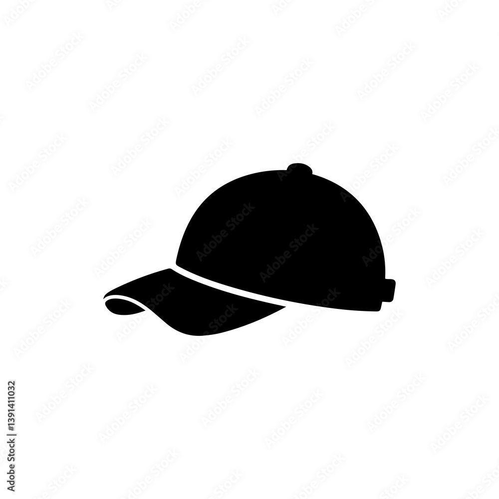 Fototapeta premium Baseball Cap with Rounded Crown and Curved Brim - Silhouette Icon