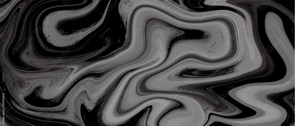 Liquify black, gray and cyan abstract background with premium marbleized design. Marble texture with waves and mixing oil paint Fluid  ink water design. Colorful liquid and splash of paint.