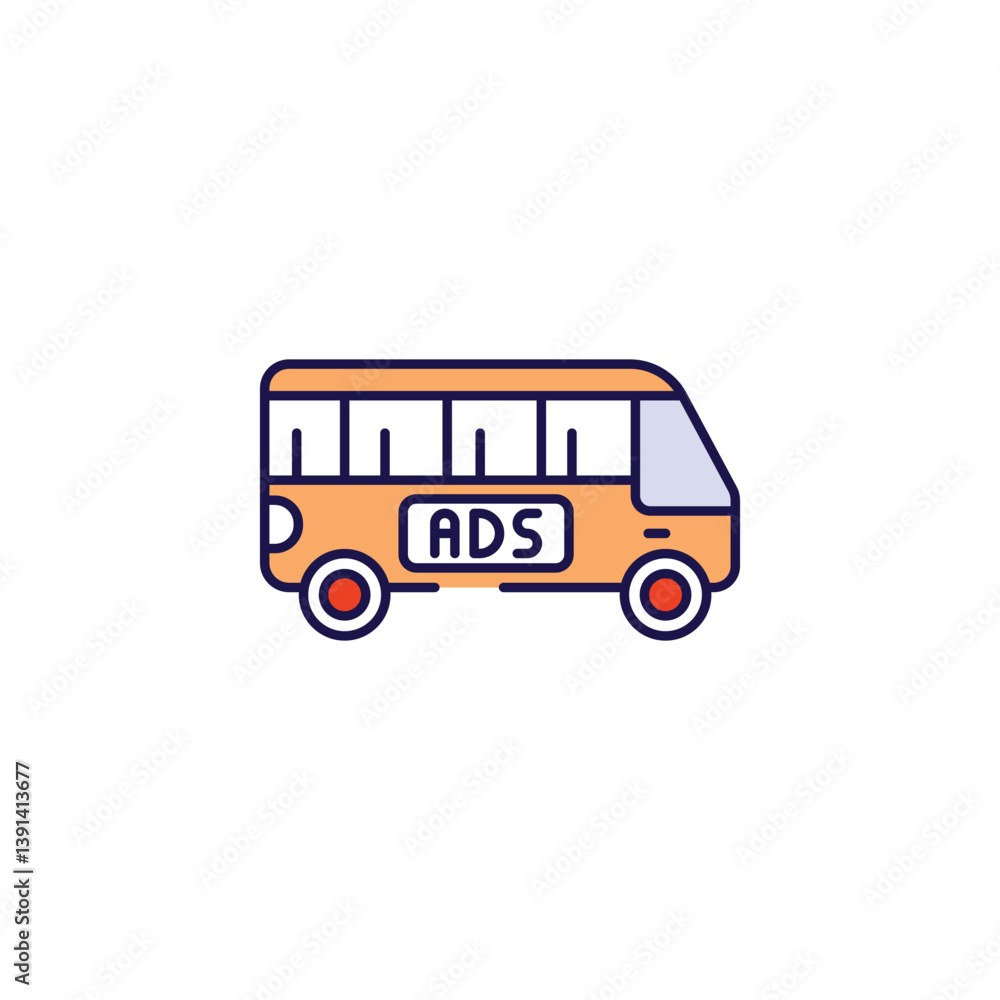 Bus Ads icon design with white background stock illustration Bus Ads icon design with white background stock illustration