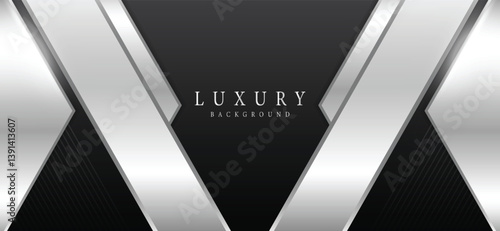 Black Silver Royal Awards Graphics Background. Lines Corner Curve Elegant Shine Modern Template. Luxury Premium Corporate Abstract Design Template. Classic Shape Post. Center LED Screen Visual.