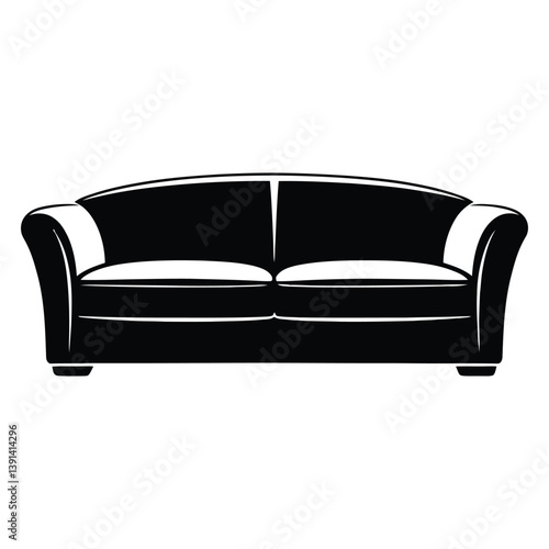 Sofa Silhouette, Vector, Icon, Logo, White Background.