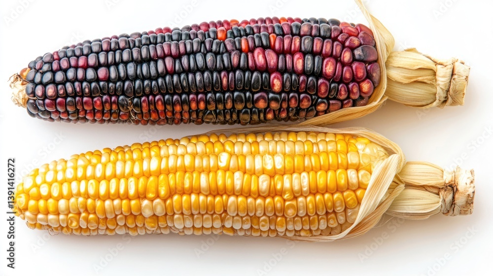 isolated organic fresh corn or maize on a white background.