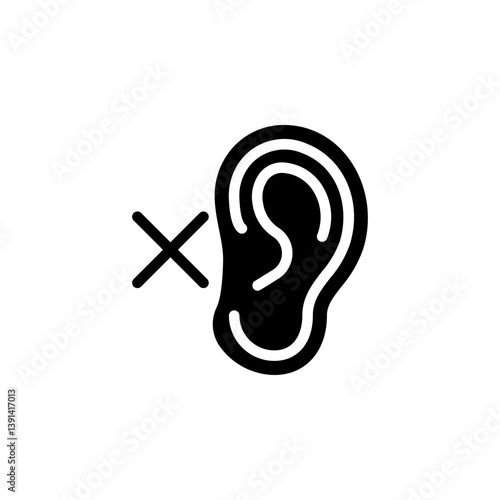 deaf ear icon. Symbolizes deafness, hearing loss, inability to hear, or the concept of ignoring something. Suitable for medical, disability