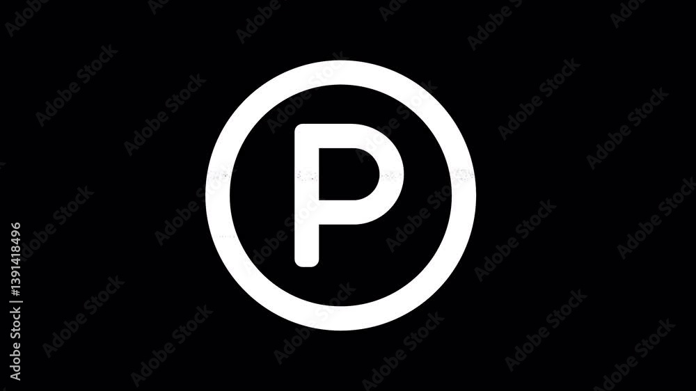 Icon parking circle is distorted. Glitch. Noise, chromatic aberration, geometric distortion. Transparent background, looped. In-Out looped. Alpha BW at the end Icon parking circle is distorted. Glitch. Noise, chromatic aberration, geometric distortion. Transparent background, looped. In-Out looped. Alpha BW at the end