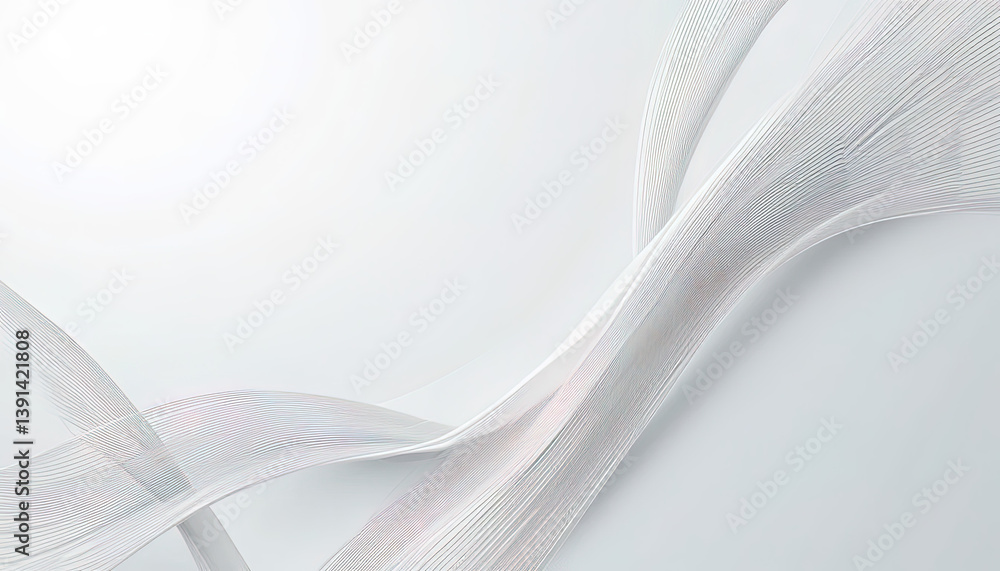 Fototapeta premium The image features an abstract composition of elegant white flowing lines and textures on a pale background.