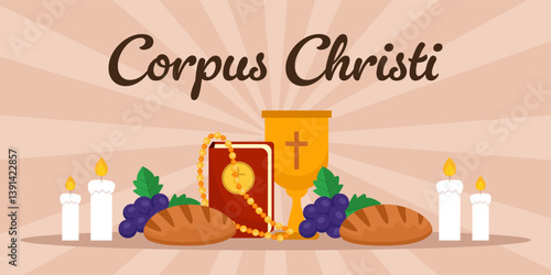 corpus christi horizontal banner illustration in flat style
