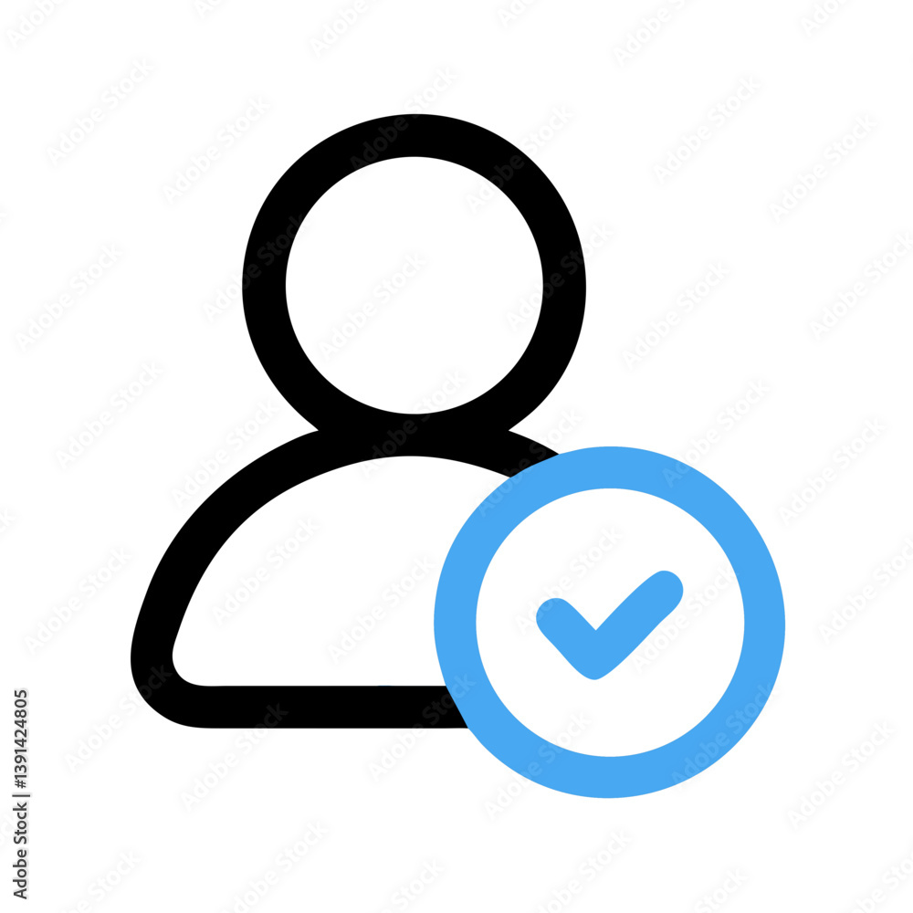 User with Checkmark Representing Verified Profile Icon Design User with Checkmark Representing Verified Profile Icon Design