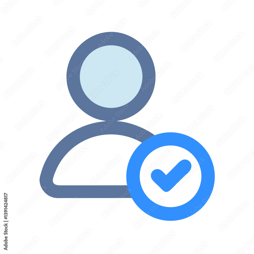 User with Checkmark Representing Verified Profile Icon Design User with Checkmark Representing Verified Profile Icon Design