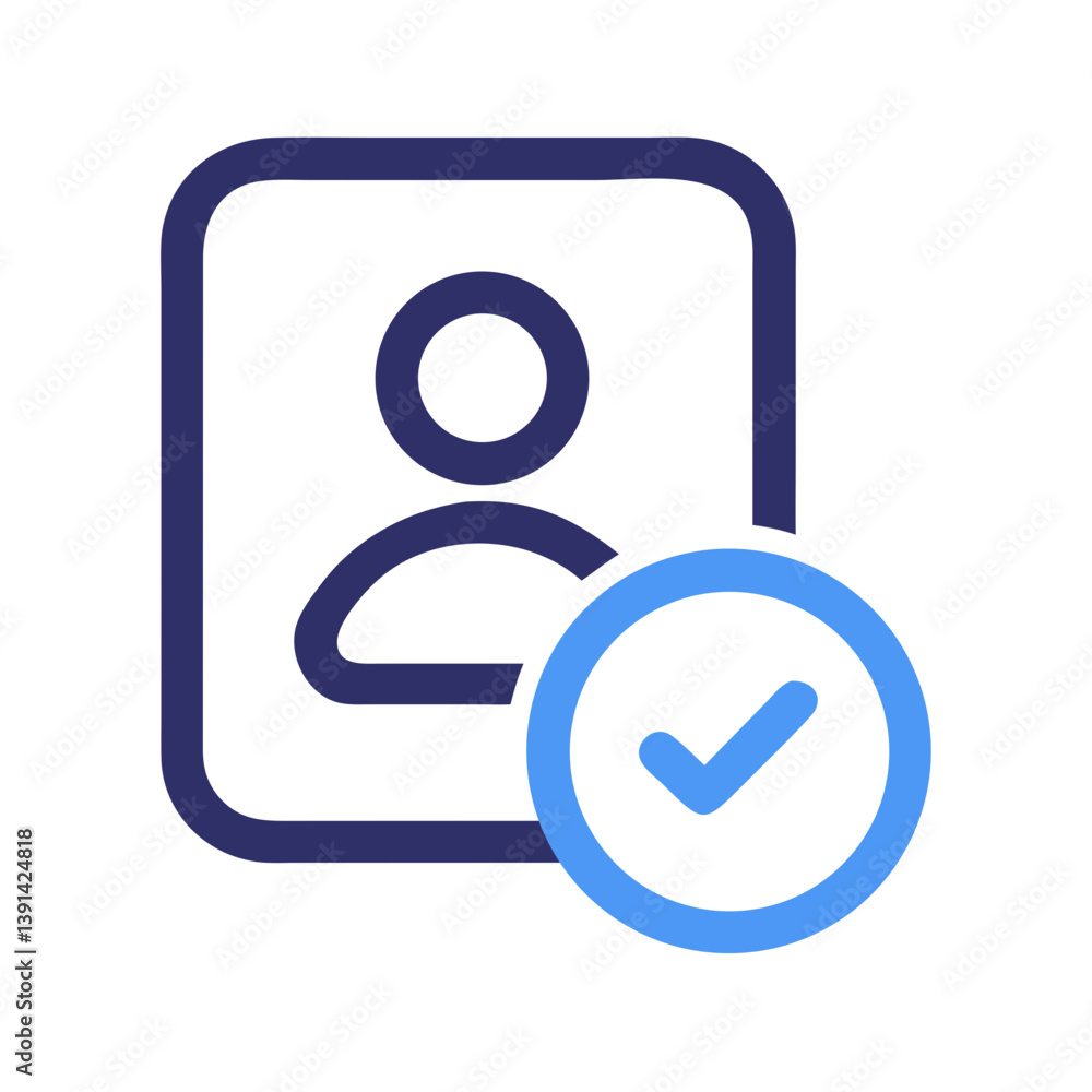 User with Checkmark Representing Verified Profile Icon Design User with Checkmark Representing Verified Profile Icon Design