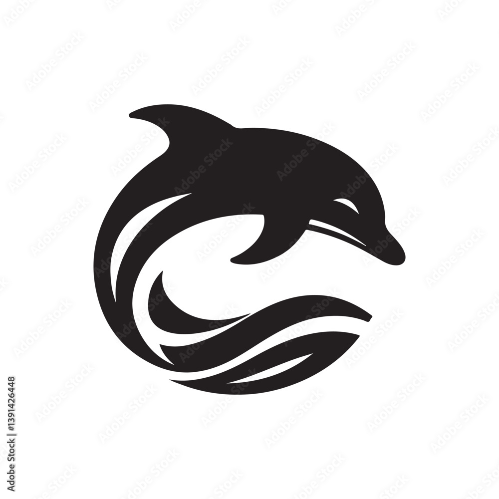 Obraz premium dolphin vector silhouette clip art logo design