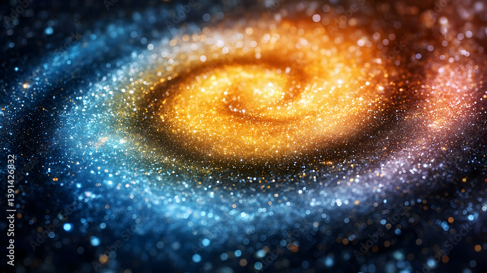 Abstract swirling galaxy with vibrant orange and blue hues. Abstract swirling galaxy with vibrant orange and blue hues.