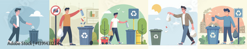 vector of man throwing garbage in its place