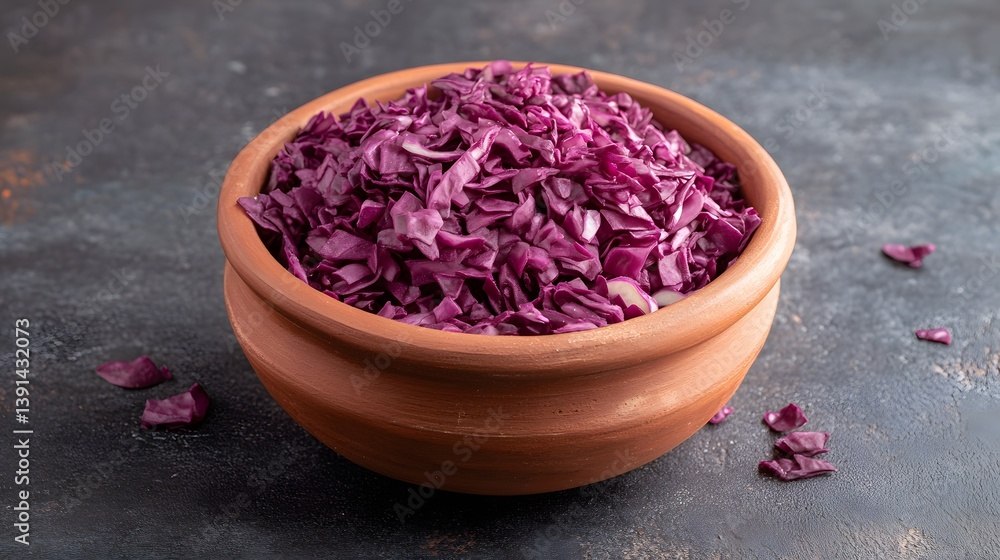 Chopped red cabbage in a rustic bowl. Chopped red cabbage in a rustic bowl.