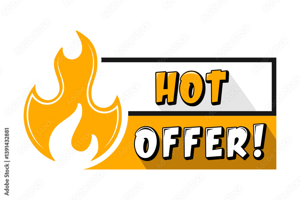 Hot Offer Banner Design in Yellow for Sale Promotion and Marketing Display Hot Offer Banner Design in Yellow for Sale Promotion and Marketing Display