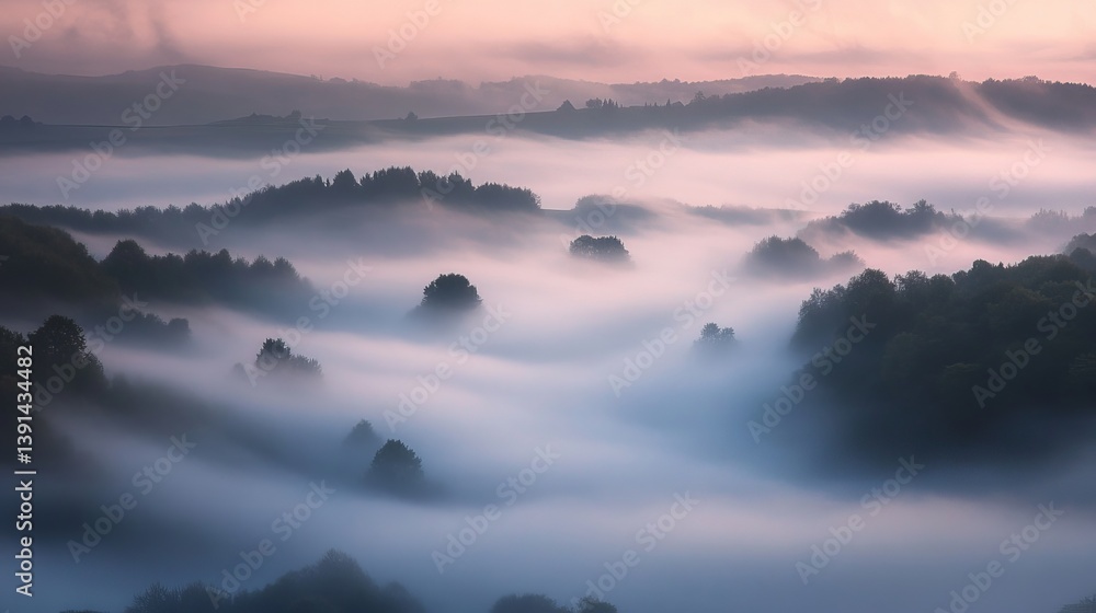 Obraz premium Misty Mountains: A Serene and Ethereal Natural Landscape