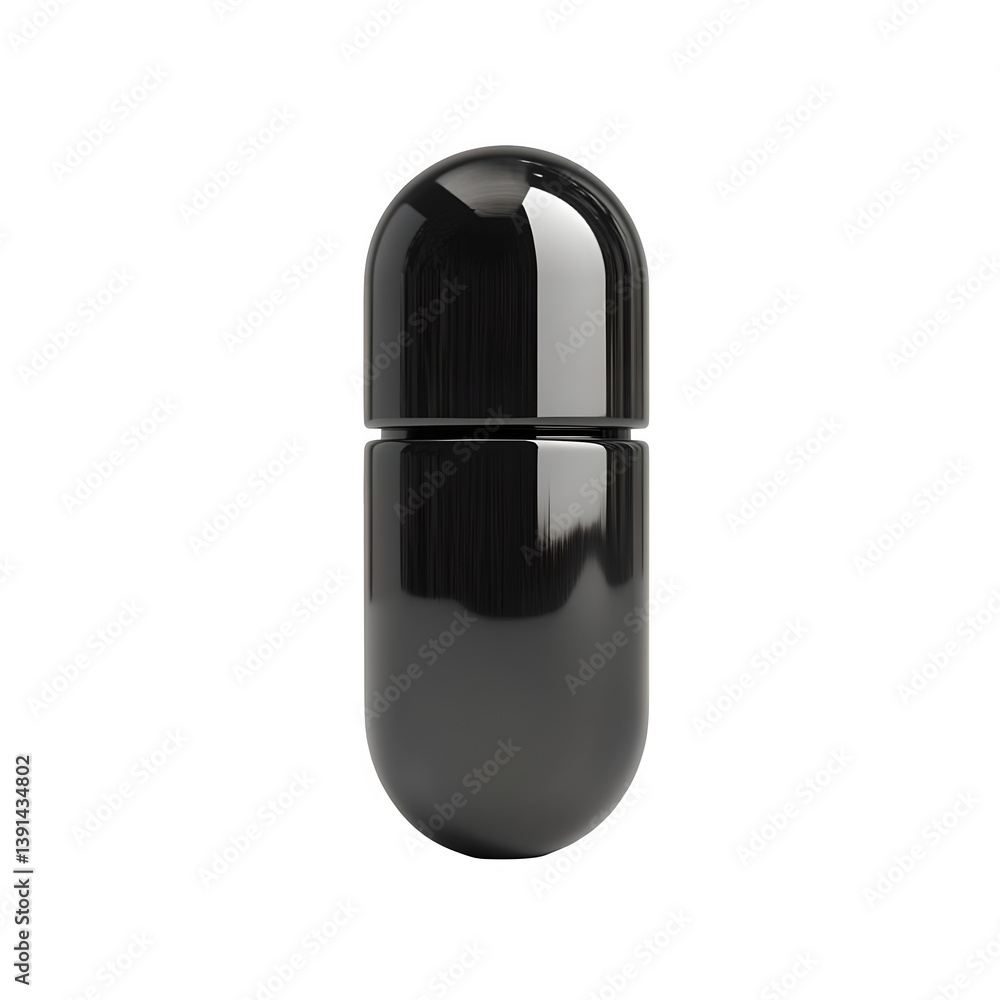 Black Capsule isolated on transparent background Generative Ai


