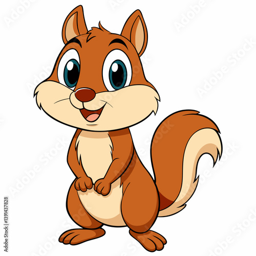 Curious Chipmunk Illustration with Bushy Tail: Detailed Wildlife Vector