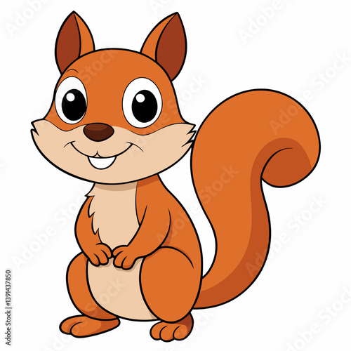 Curious Chipmunk Illustration with Bushy Tail: Detailed Wildlife Vector