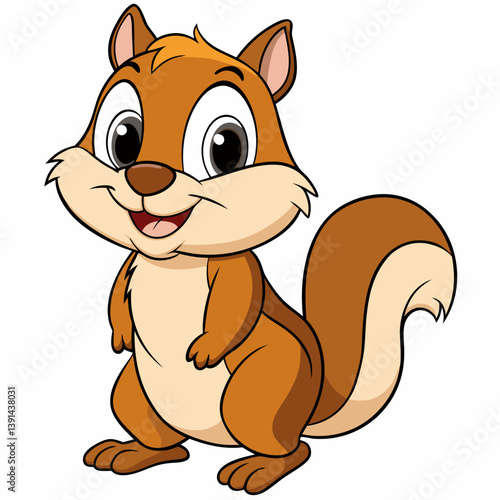 Curious Chipmunk Illustration with Bushy Tail: Detailed Wildlife Vector
