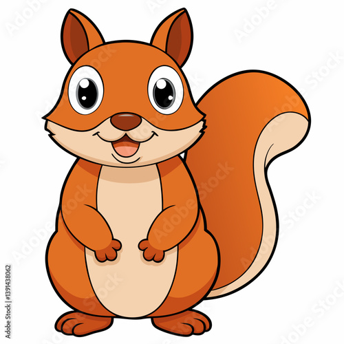 Curious Chipmunk Illustration with Bushy Tail: Detailed Wildlife Vector