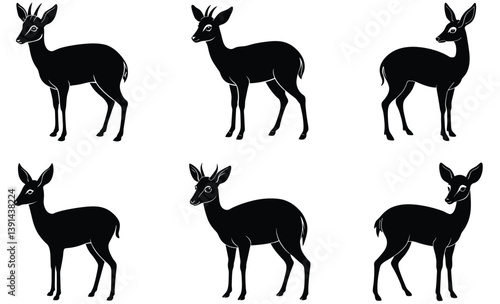 Dik dik animal silhouette black vector art design on white background
