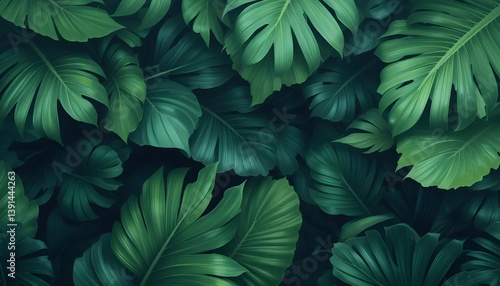 Wallpaper Mural Abstract Green Leaf Texture and Tropical Patterns Create a Beautiful Nature Background for Botanical Designs Torontodigital.ca