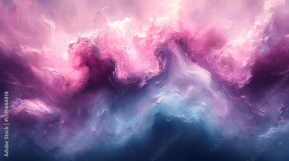 Fototapeta premium Abstract swirling pink and blue nebula cloudscape.