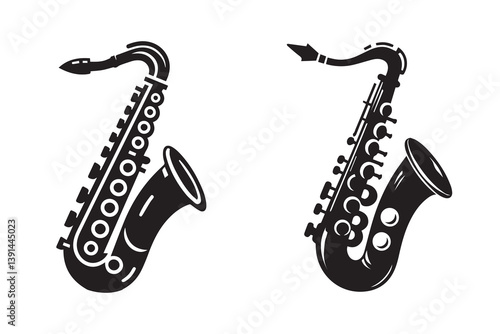 Saxophone Silhouette Illustration Jazz Musical Instrument Vector Design art